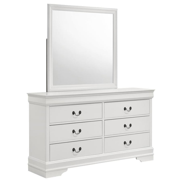 Louis Philippe - 6-Drawer Dresser And Mirror - White