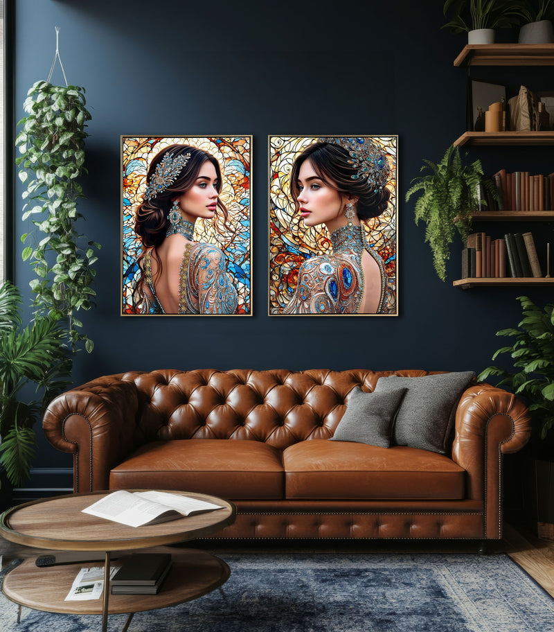Jeweled Reverie I Gloss Canvas In Frame - Blue / Brown