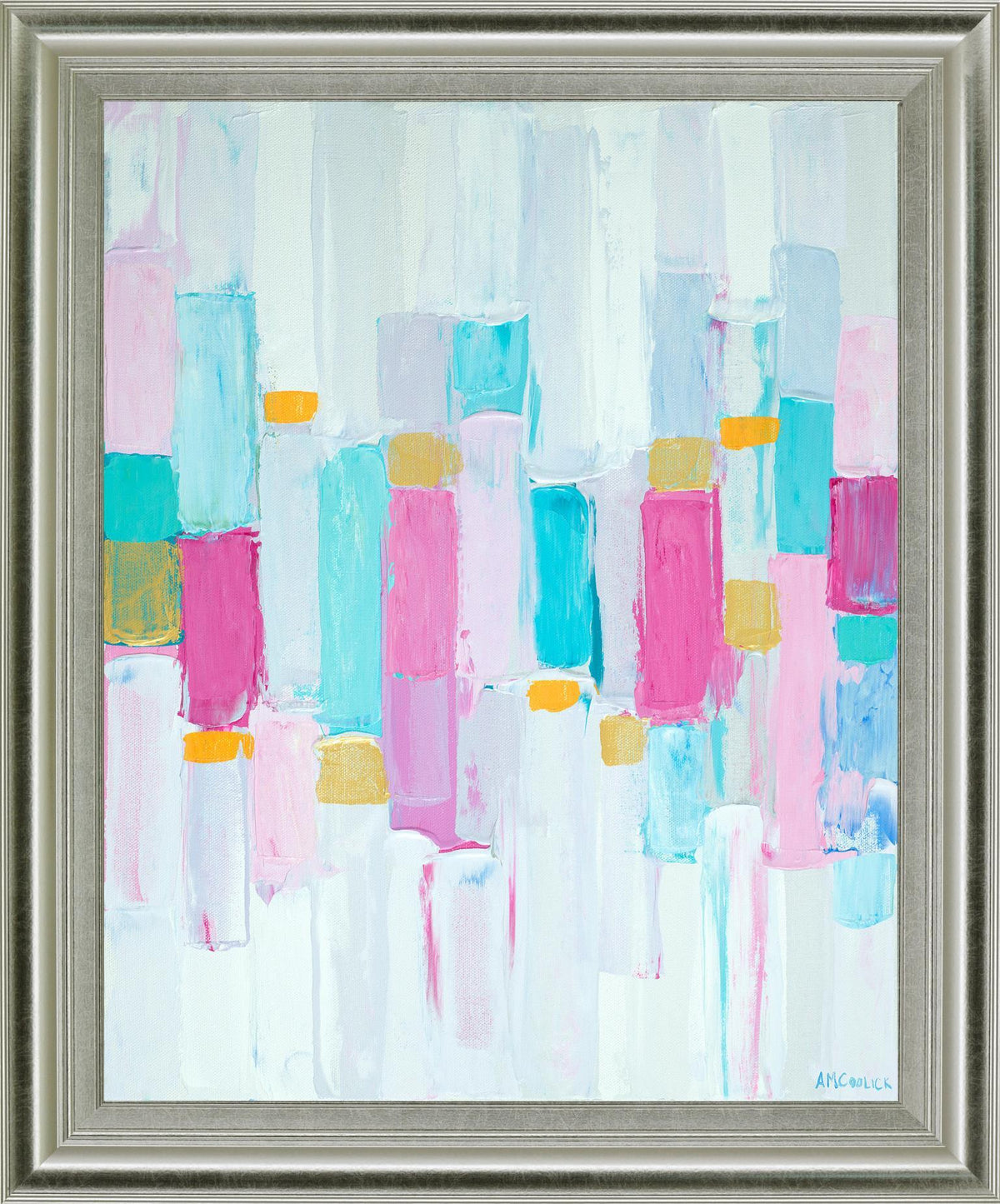 Pastel Block Chorus - 28" x 34" Framed Wall Art - Light Blue