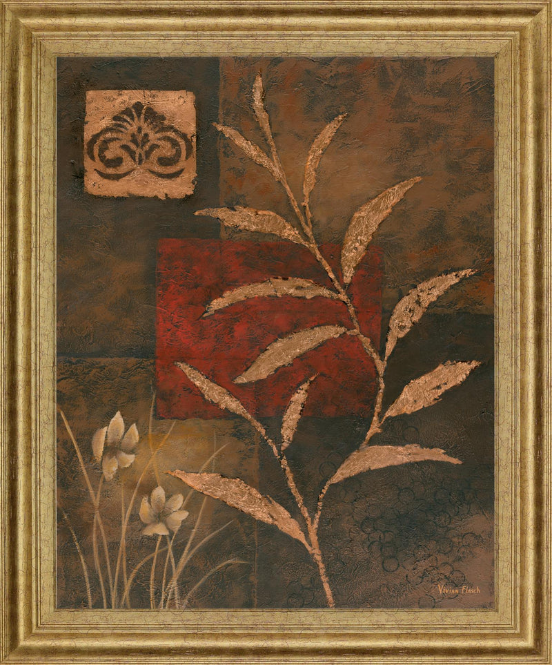 Bronzed Botanical - 28" x 34" Framed Wall Art - Orange