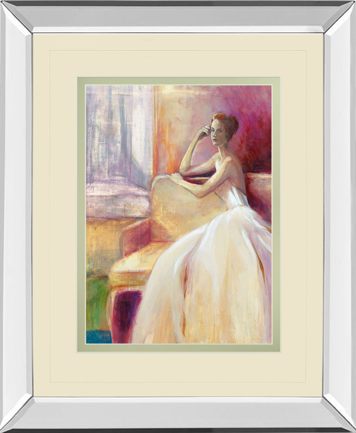 Getting Ready IIl By Sutton - Mirror Framed Print Wall Art - Beige