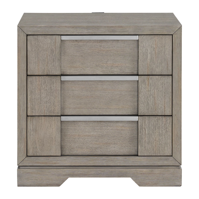 Kelis - 3 Drawer Nightstand With USB - Gray