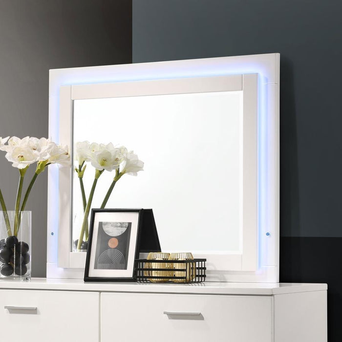 Felicity - Wood LED Dresser Mirror - White High Gloss