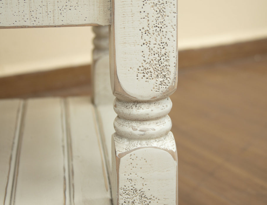 Stone - End Table With 1 Drawer And Shelf - Antiqued Ivory / Weathered Gray