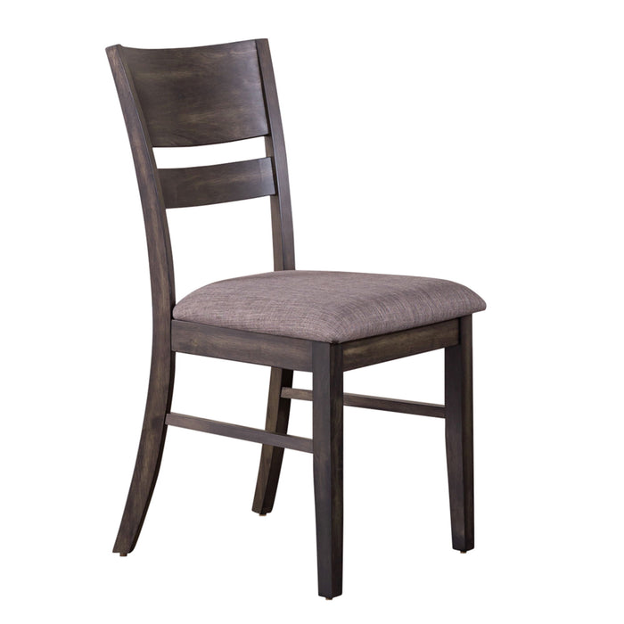 Anglewood - Slat Back Upholstered Side Chair - Dark Brown