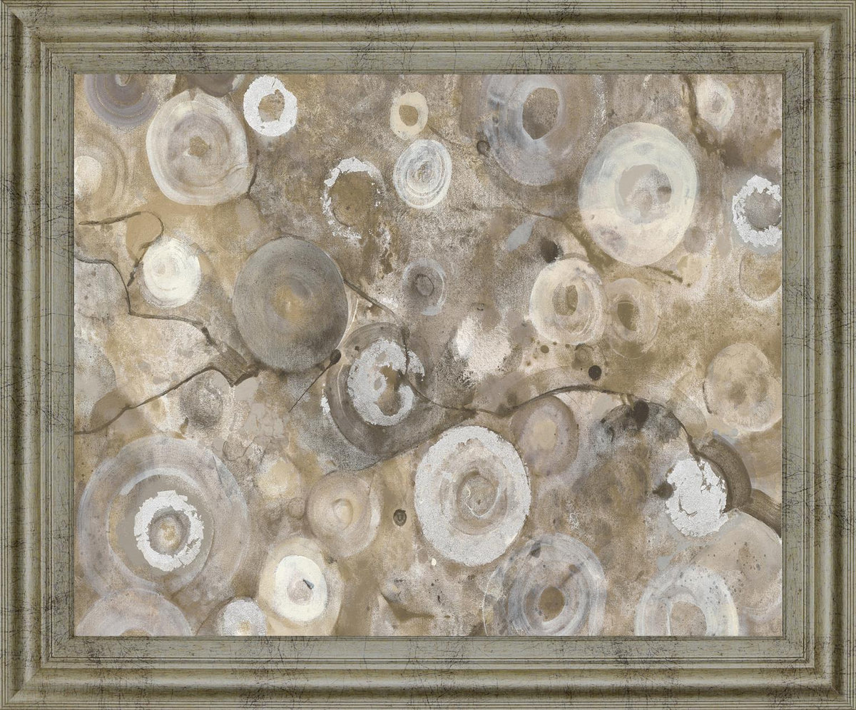 Mist Swirl Fusion - 28" x 34" Framed Wall Art - Beige