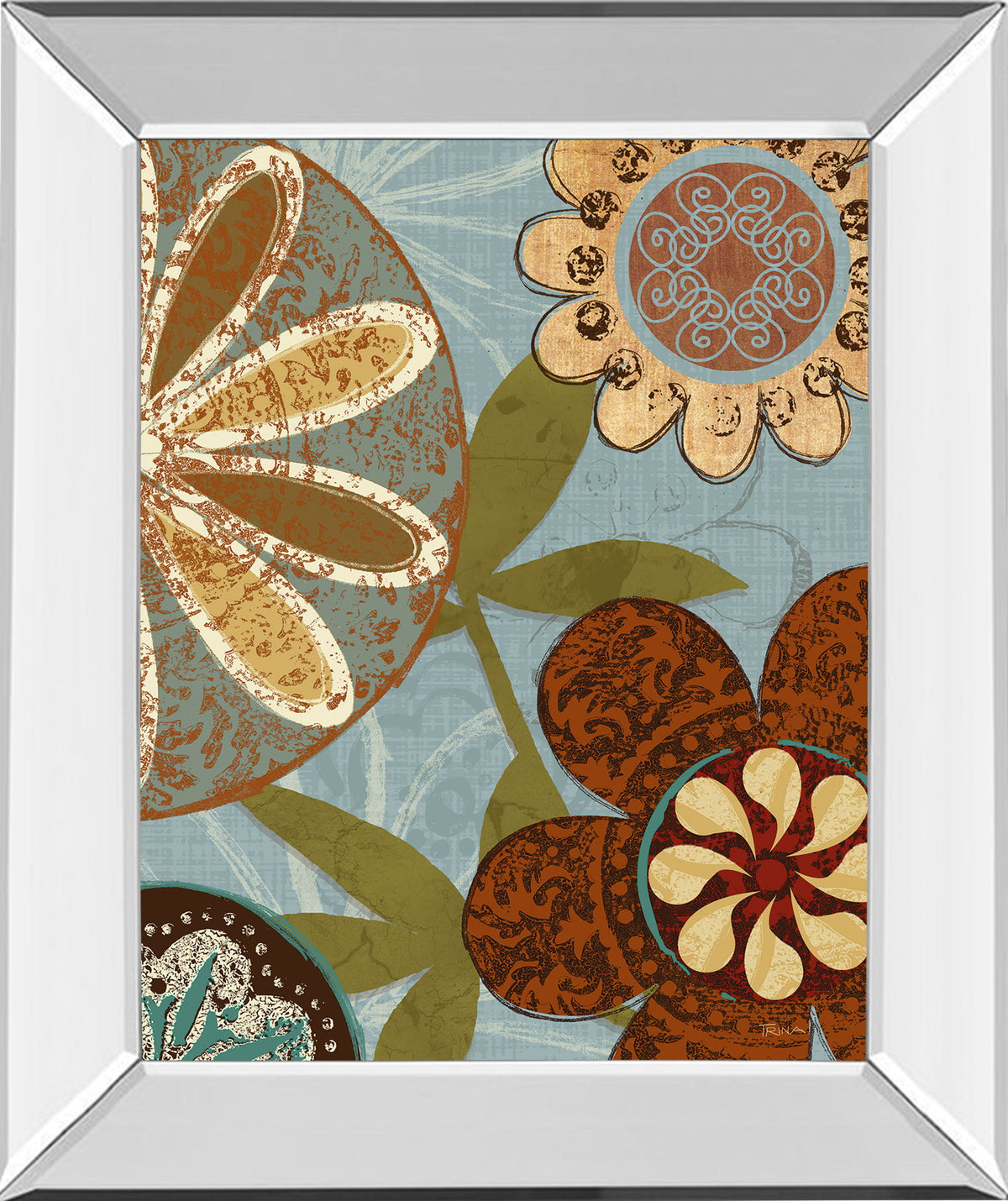 Persian Garden Il By Katrina Craven - Mirror Framed Print Wall Art - Light Brown