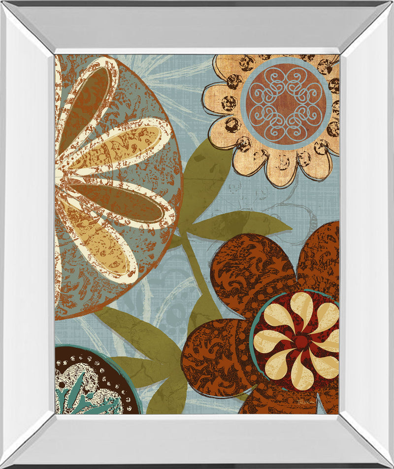 Persian Garden Il By Katrina Craven - Mirror Framed Print Wall Art - Light Brown