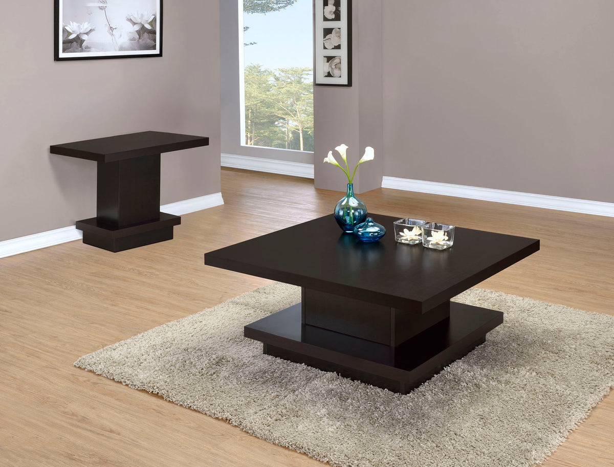 Reston 2-piece Square Coffee and End Table Set Cappuccino