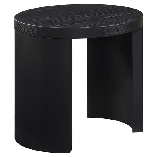 Sweeney 24-inch Round Wood Occasional Side End Table Black