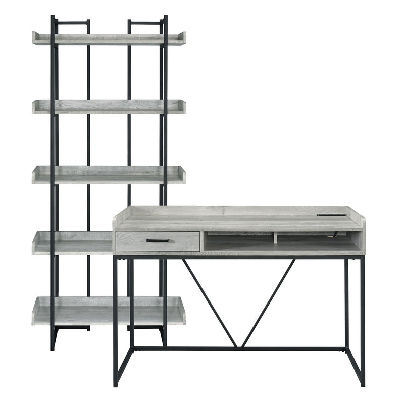 Preston - 2 Piece Desk And Bookshelf Set - Gray