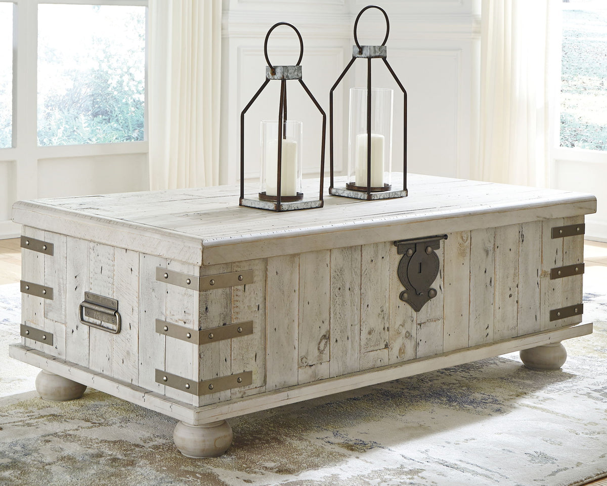Carynhurst - Lift Top Cocktail Table - White Wash Gray