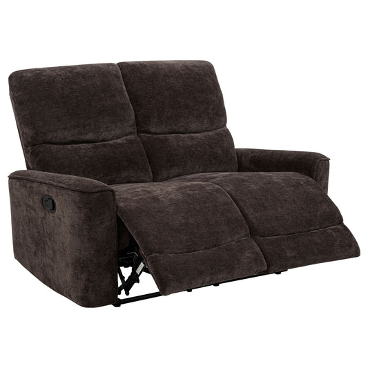 Navarro Chenille Upholstered Reclining Loveseat Dark Brown