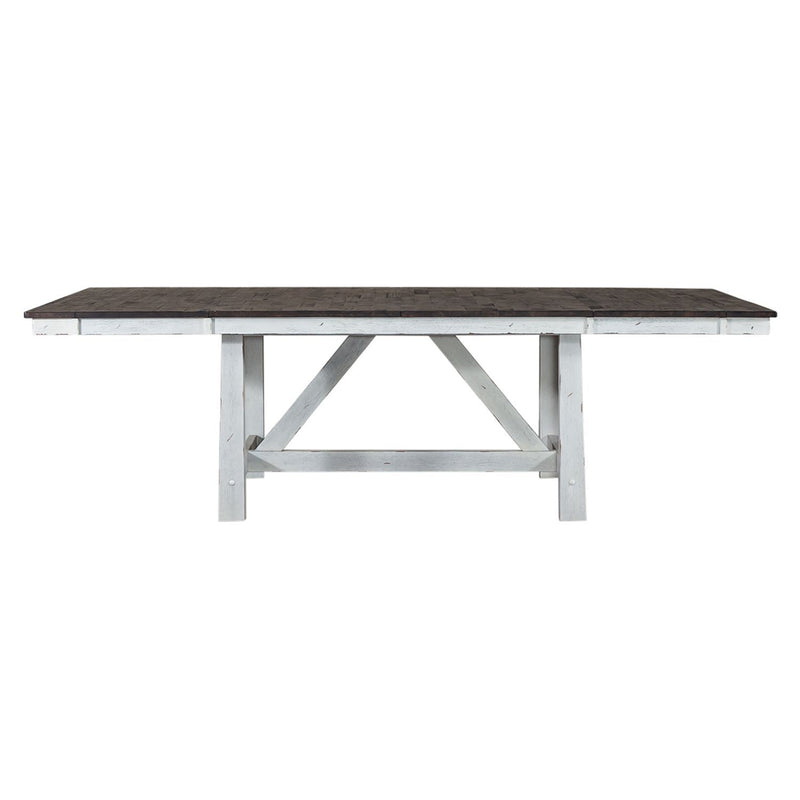 Farmhouse - Trestle Table - Two Tone White / Wood Tone