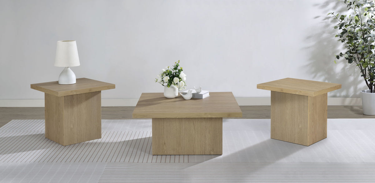 Devar 3-piece Square Cocktail Coffee End Table Set Latte