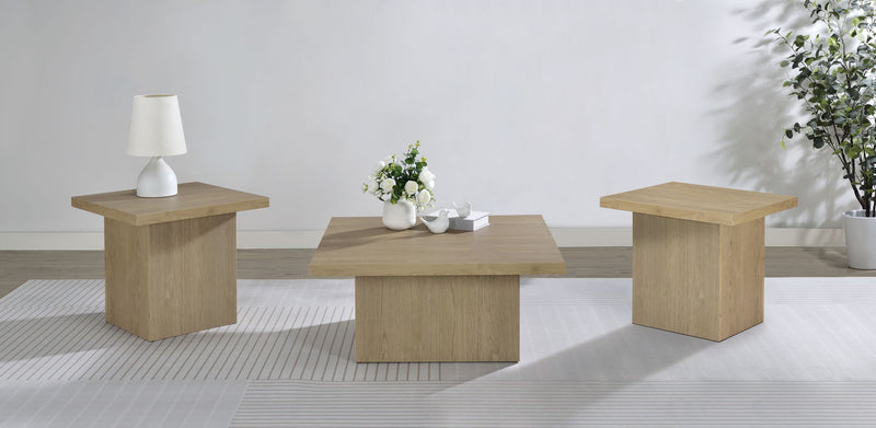 Devar 3-piece Square Cocktail Coffee End Table Set Latte
