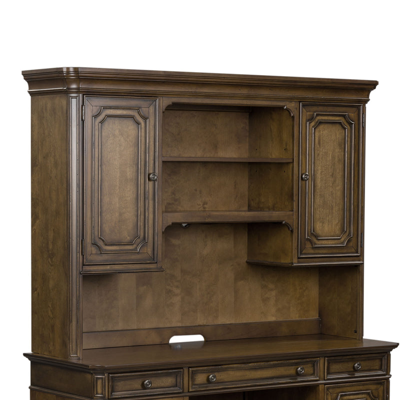 Amelia - Jr Executive Credenza Hutch - Antique Toffee