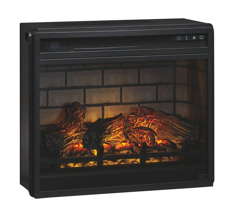 Willowton - 2 Pc. - 64" TV Stand with Faux Firebrick Fireplace Insert - Whitewash