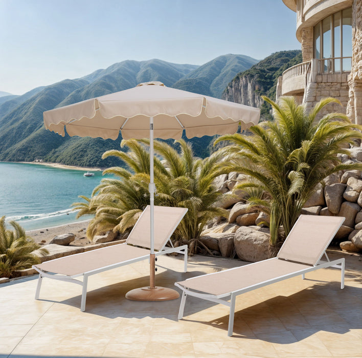 Amalfi - Patio Umbrella - Light Brown Base / White Pole