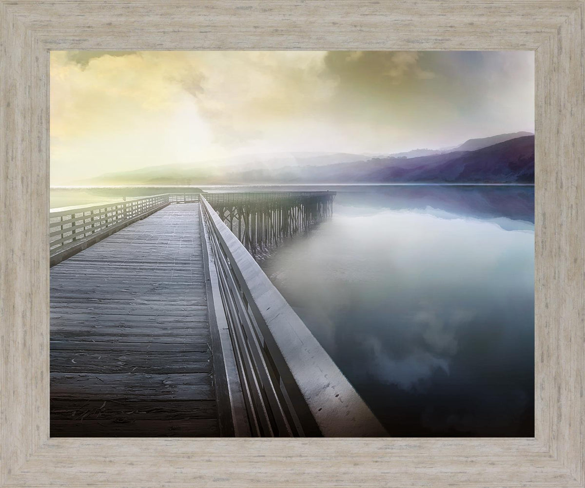Serene Dawn Pathway - 28" x 34" Framed Wall Art - Gray