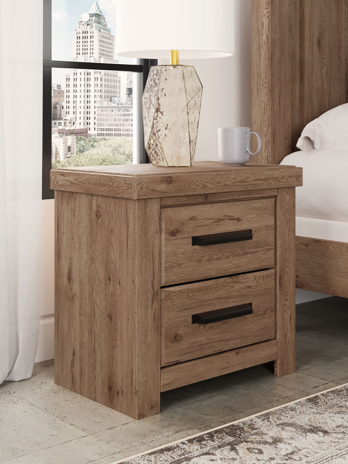 Oliandon - Two Drawer Night Stand - Light Brown