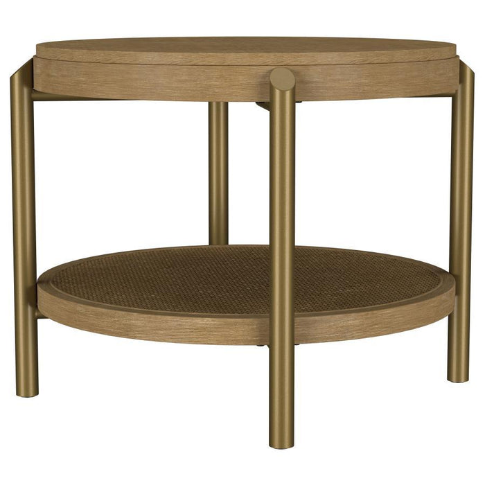 Arini - Round End Side Table With Storage Shelf