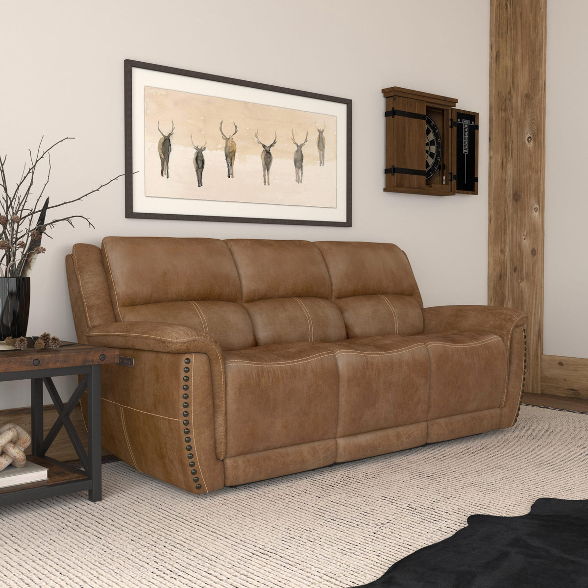 Flexsteel Beau Power Reclining Sofa with Power Headrests