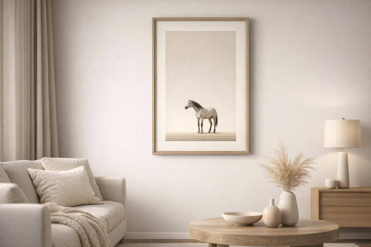 Quiet Stallion I Print on Paper In Frame - Beige / Brown