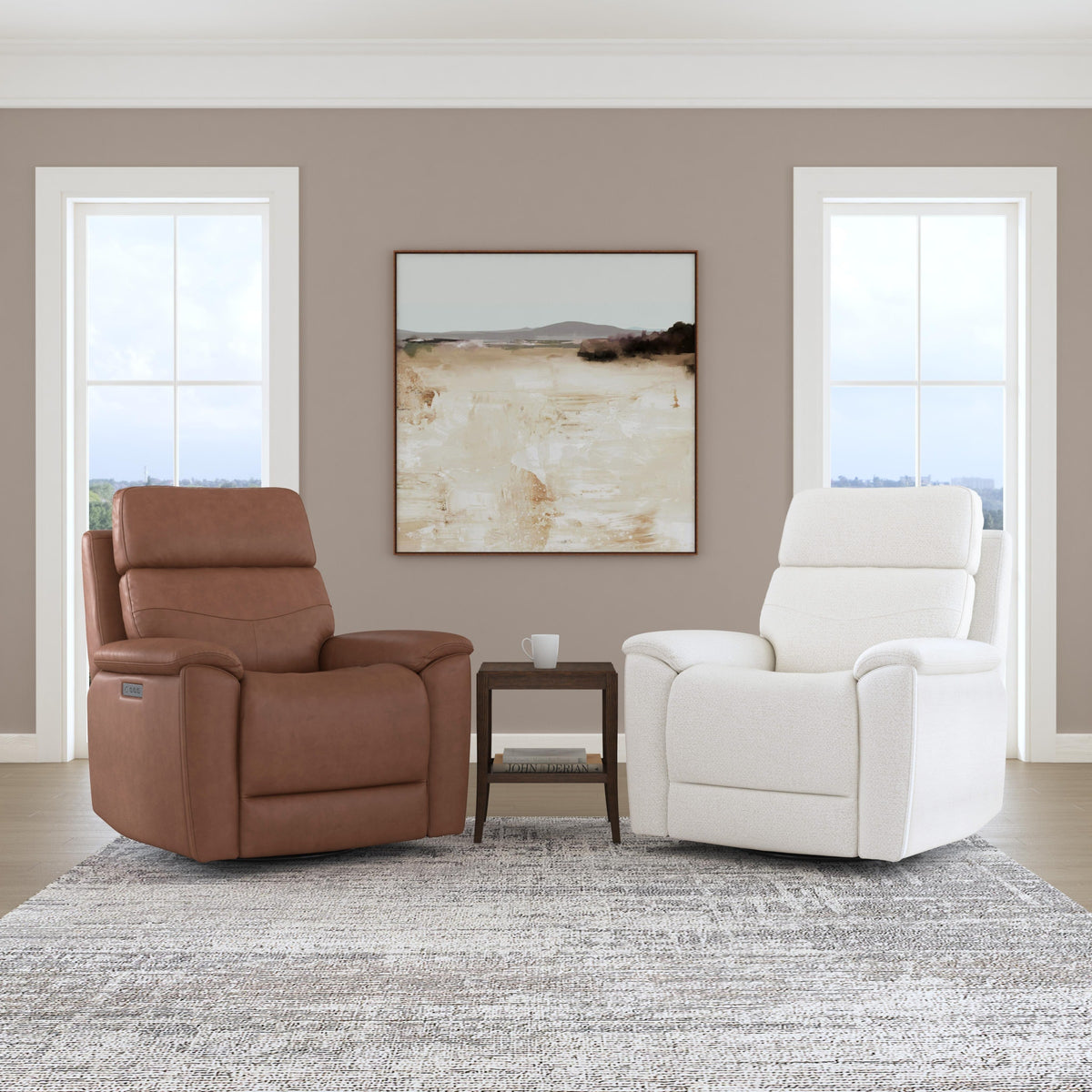 Flexsteel Refined Power Swivel Gliding Recliner with Power Headrest & Lumbar