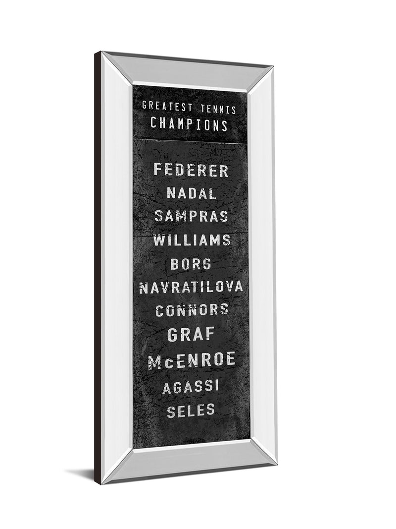 The Greatest Tennis Champions By The Vintage Collection - Mirror Framed Print Wall Art - Black