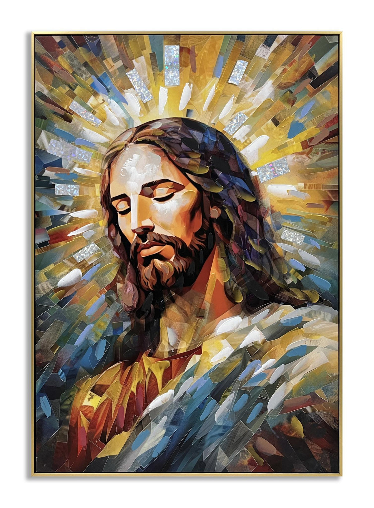 Radiant Serenity Portrait - 40" x 28" Framed Wall Art - Gold