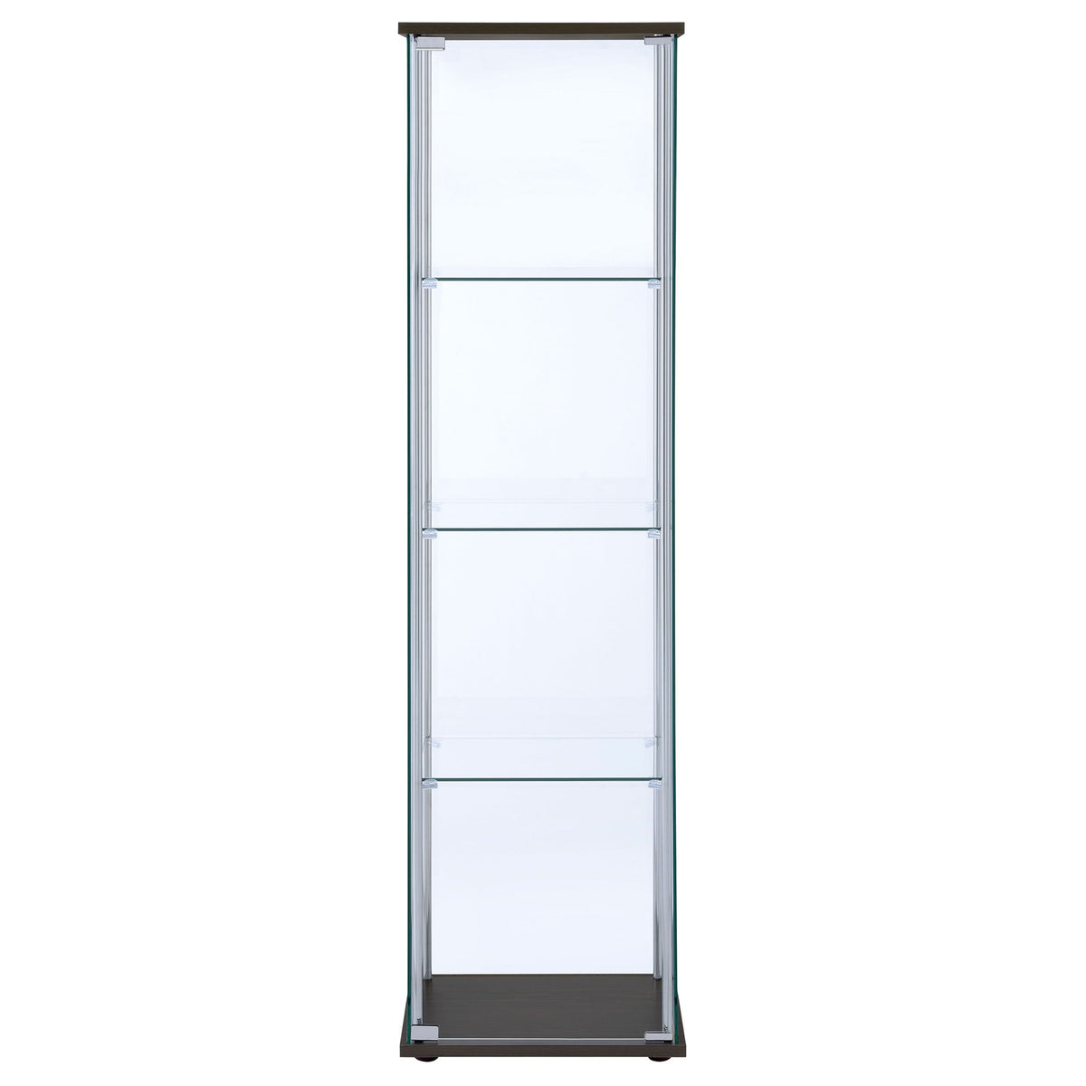 Bellatrix 3-shelf Clear Glass Curio Cabinet Cappuccino