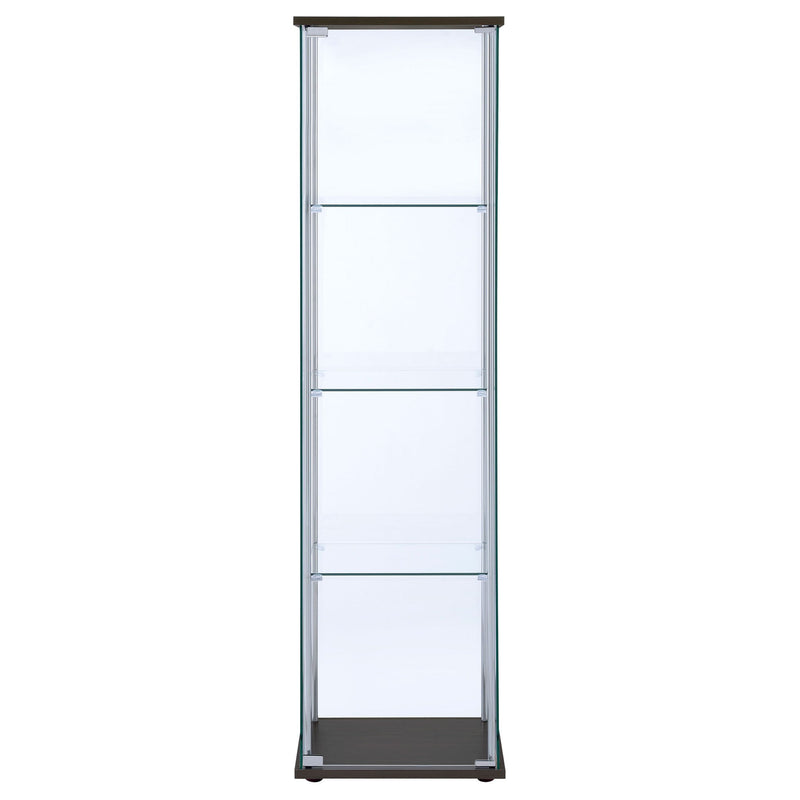 Bellatrix 3-shelf Clear Glass Curio Cabinet Cappuccino