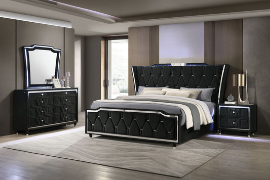 Lorient 4-piece Eastern King Bedroom Set Black