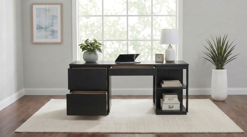 Harkes 75-inch 3-drawer Computer Desk with Adjustable Shelf Coffee Bean