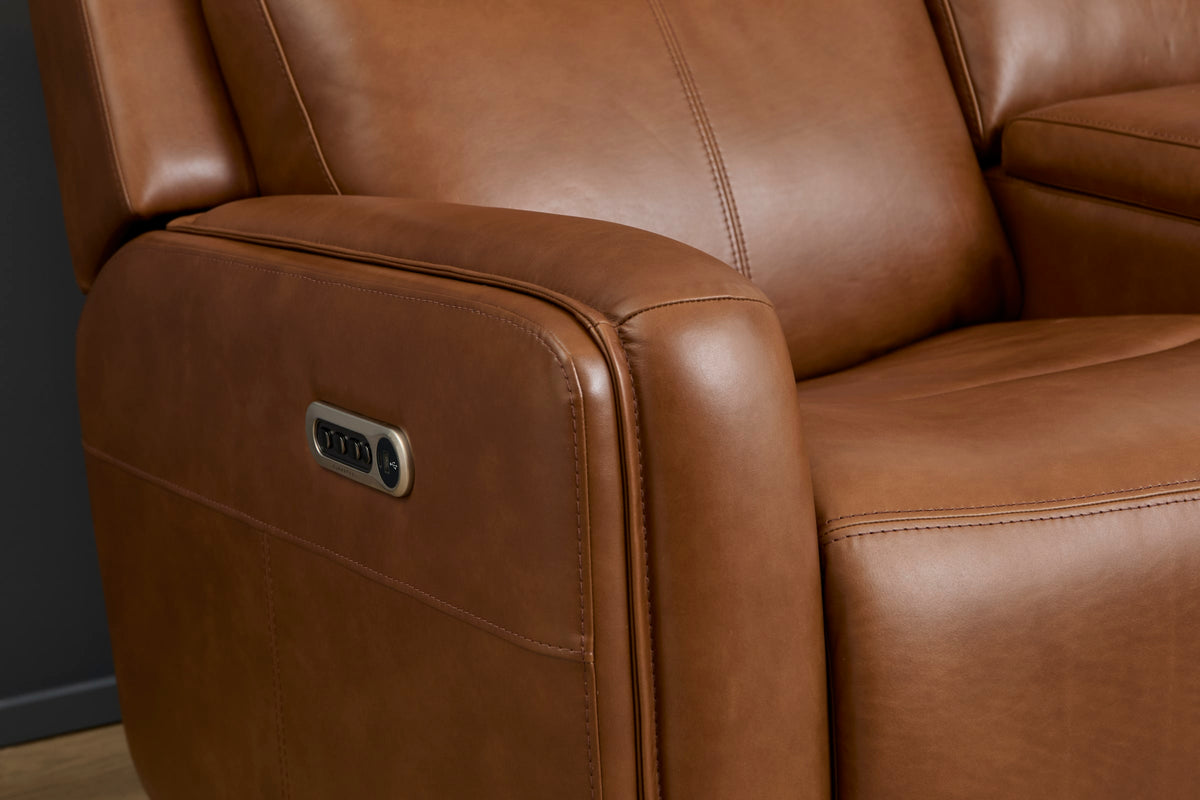 Flexsteel Alister Power Gliding Loveseat with Console, Power Headrests & Lumbar