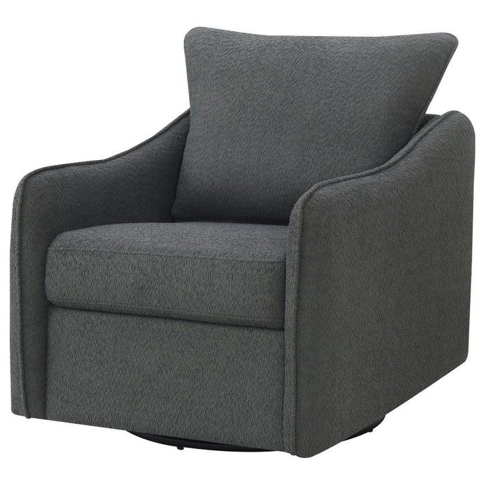 Madia - Upholstered Sloped Arm Swivel Glider Chair - Charcoal