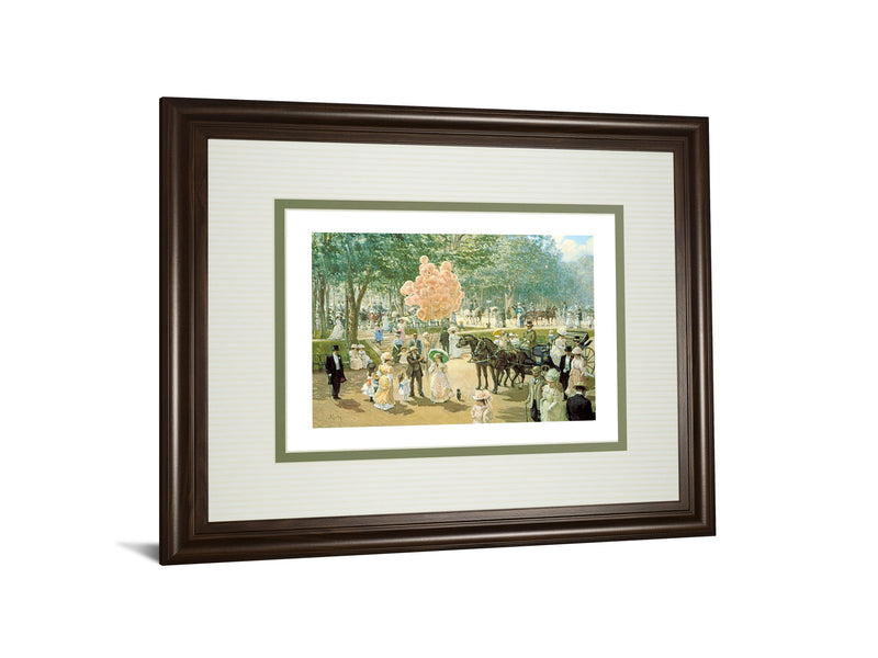 Balloon Seller By Alan Maley - Framed Print Wall Art - Green