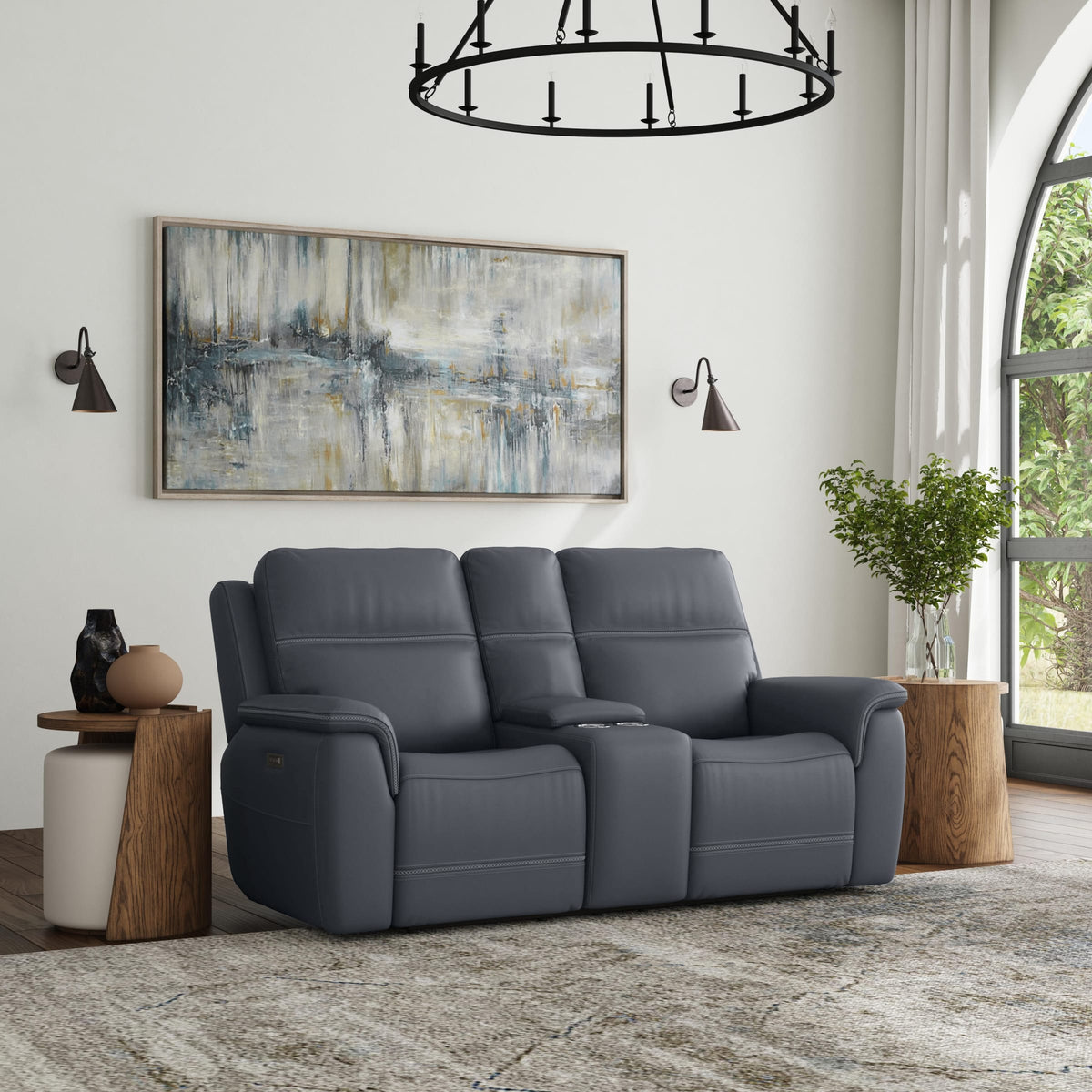 Flexsteel Sawyer Pwr Recl Loveseat w/ Console, Pwr Hdrsts, Lumbar