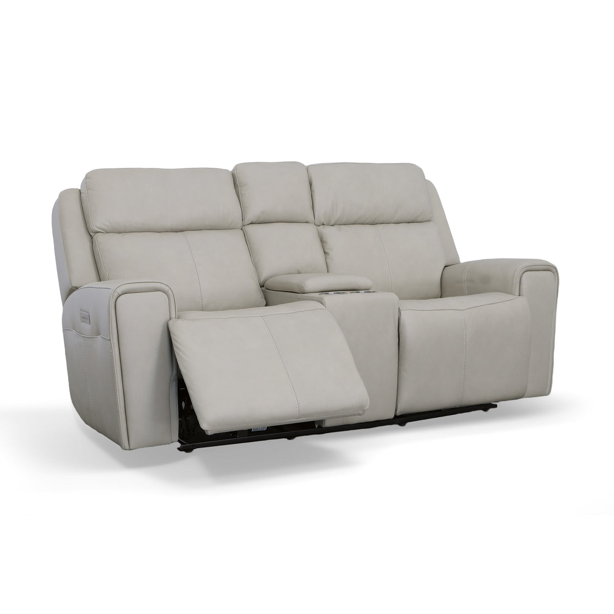Flexsteel Barnett Power Reclining Loveseat with Console, Power Headrests & Lumbar