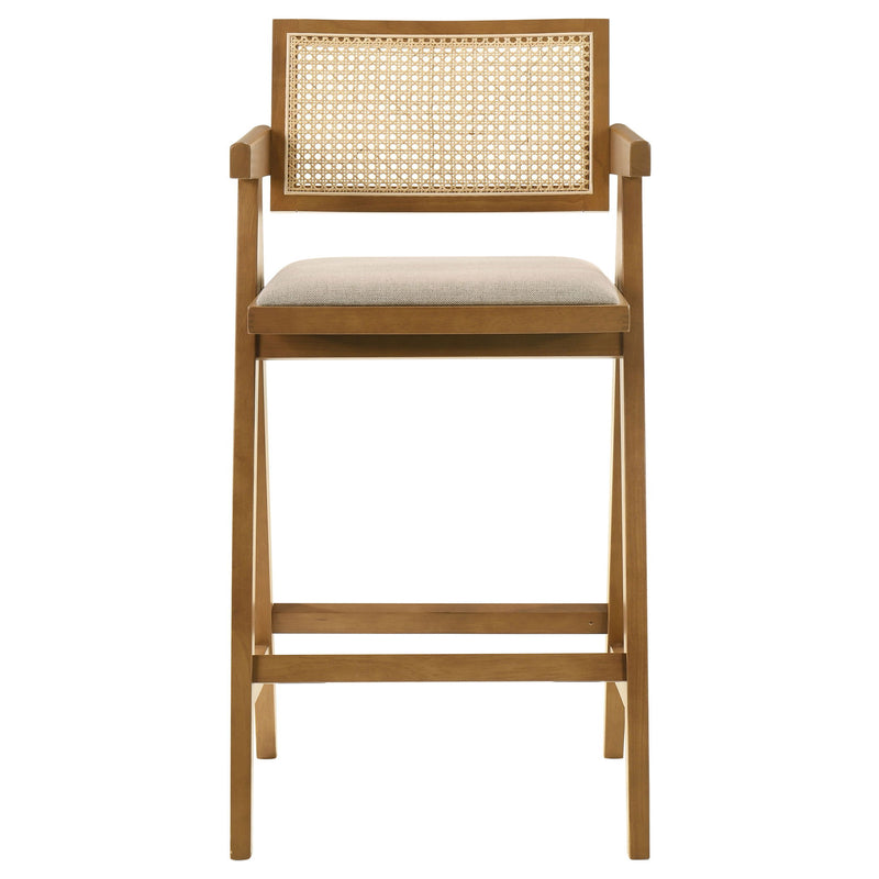 Kane Woven Rattan Wood Bar Chair Light Walnut (Set of 2)