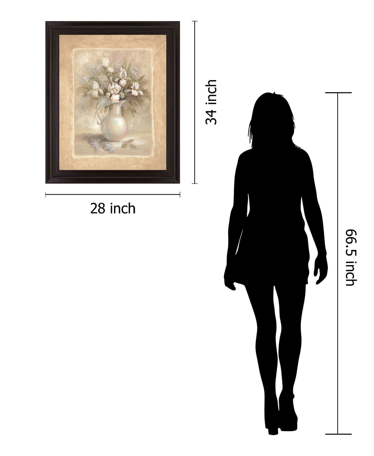 Ivory Blossom Pitcher - 28" x 34" Framed Wall Art - Beige