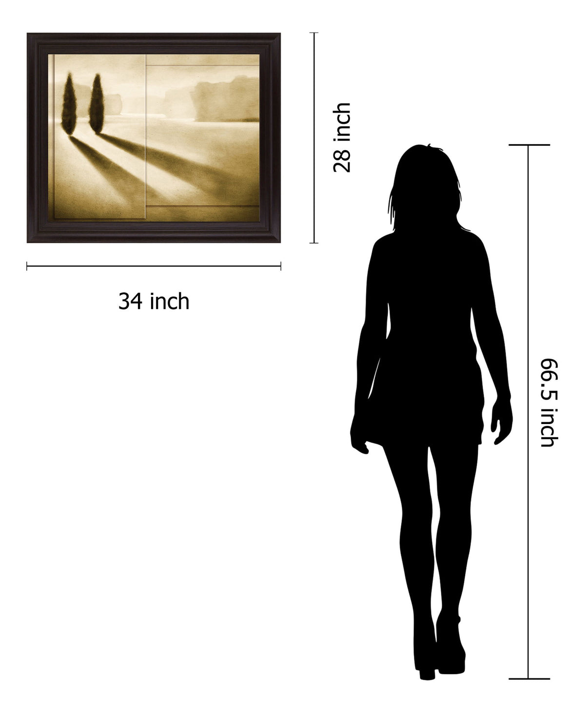 Silent Shadowscape - 28" x 34" Framed Wall Art - Light Brown