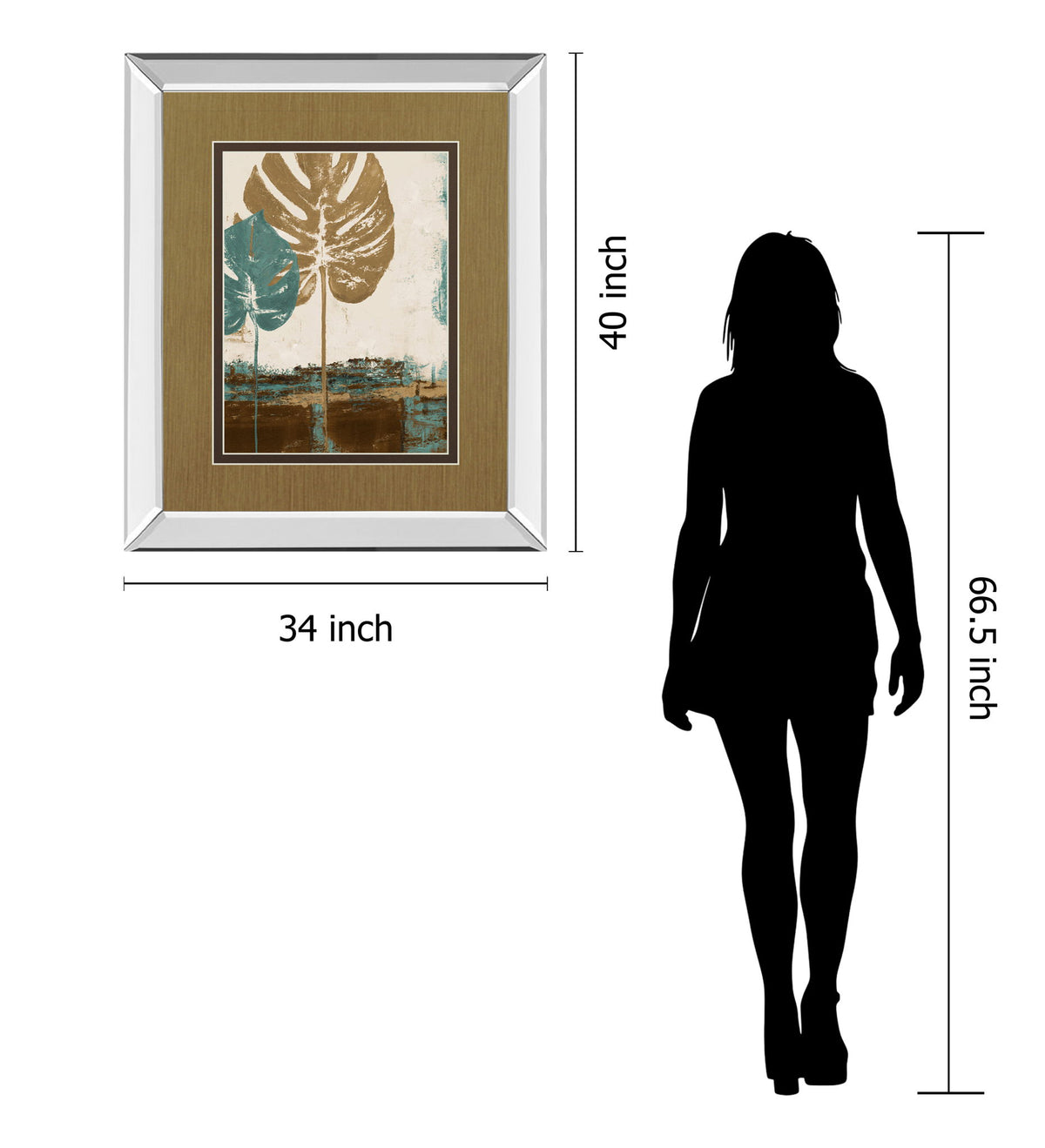 Leaves Il By Patricia Pinto - Mirror Framed Print Wall Art - Beige