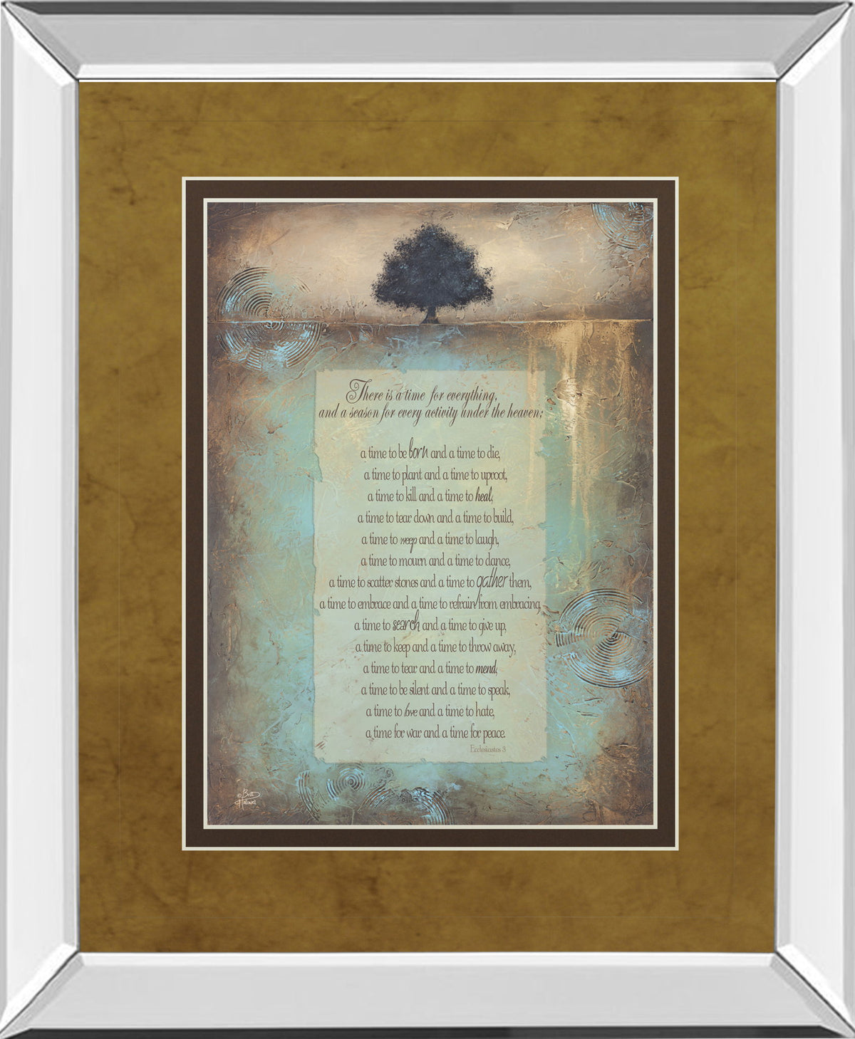 Time For Everything By Brit Hallowell - Mirror Framed Print Wall Art - Light Brown