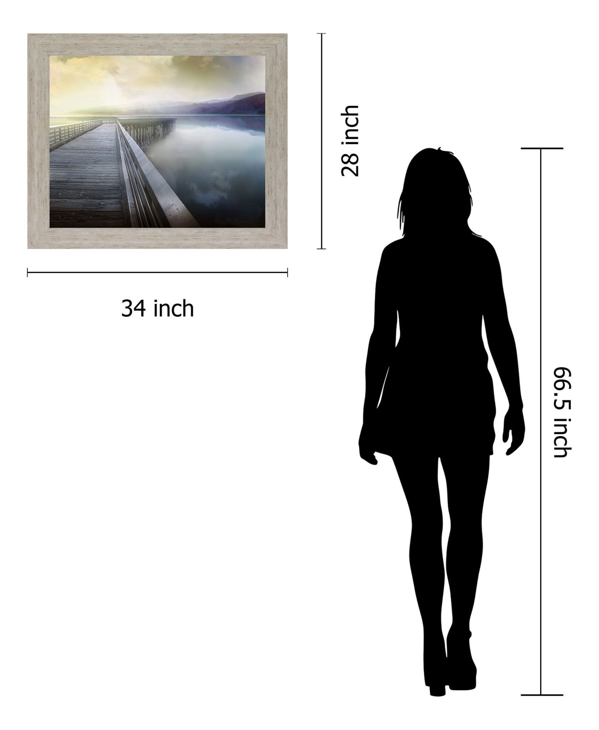 Serene Dawn Pathway - 28" x 34" Framed Wall Art - Gray