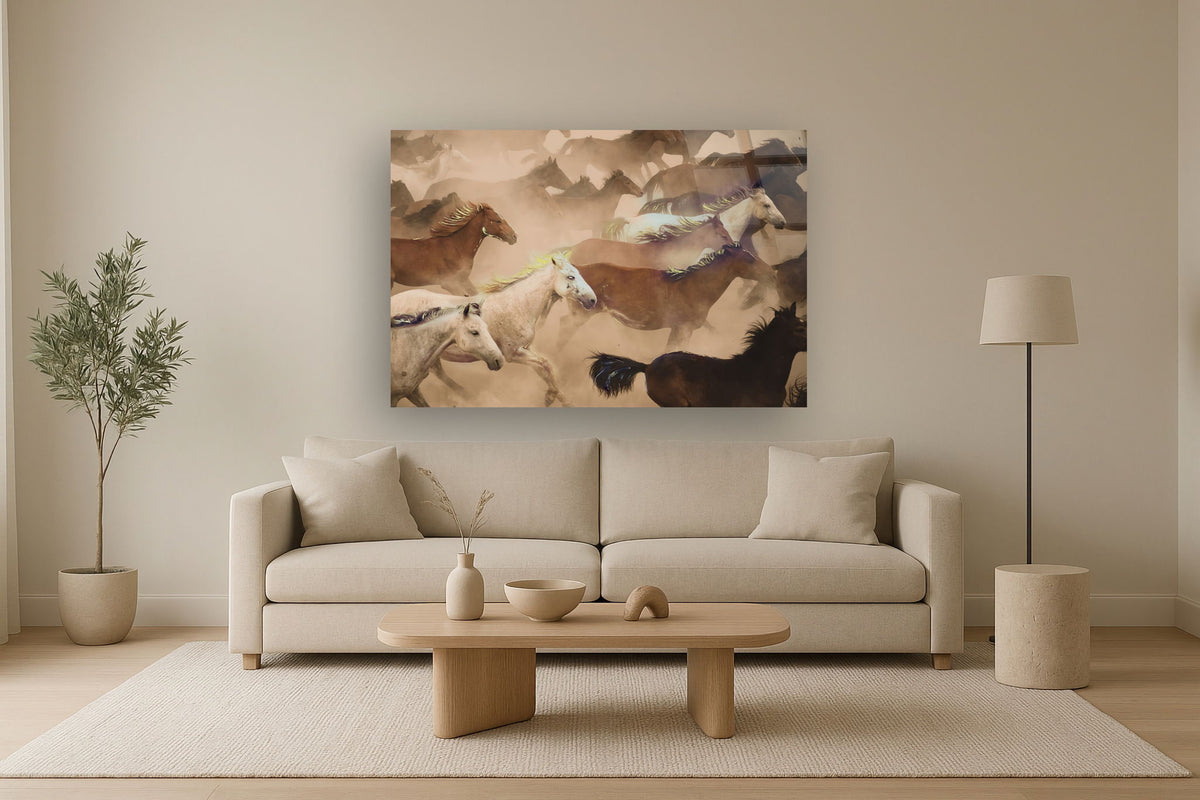 Tempered Glass With Foil - Wild Horses - Light Brown