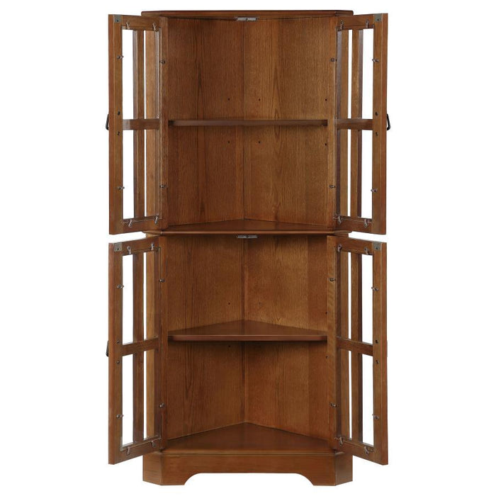 Coreosis - 4 Door Wood Corner Curio Cabinet - Golden Brown