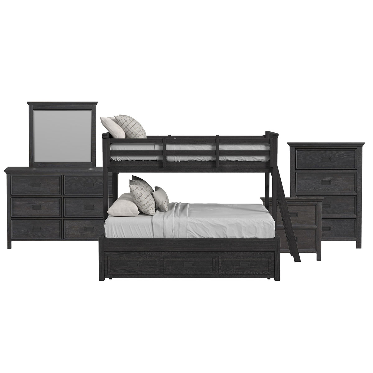 Hampton Kids - Bunk With Ladder And Trundle Bedroom Set