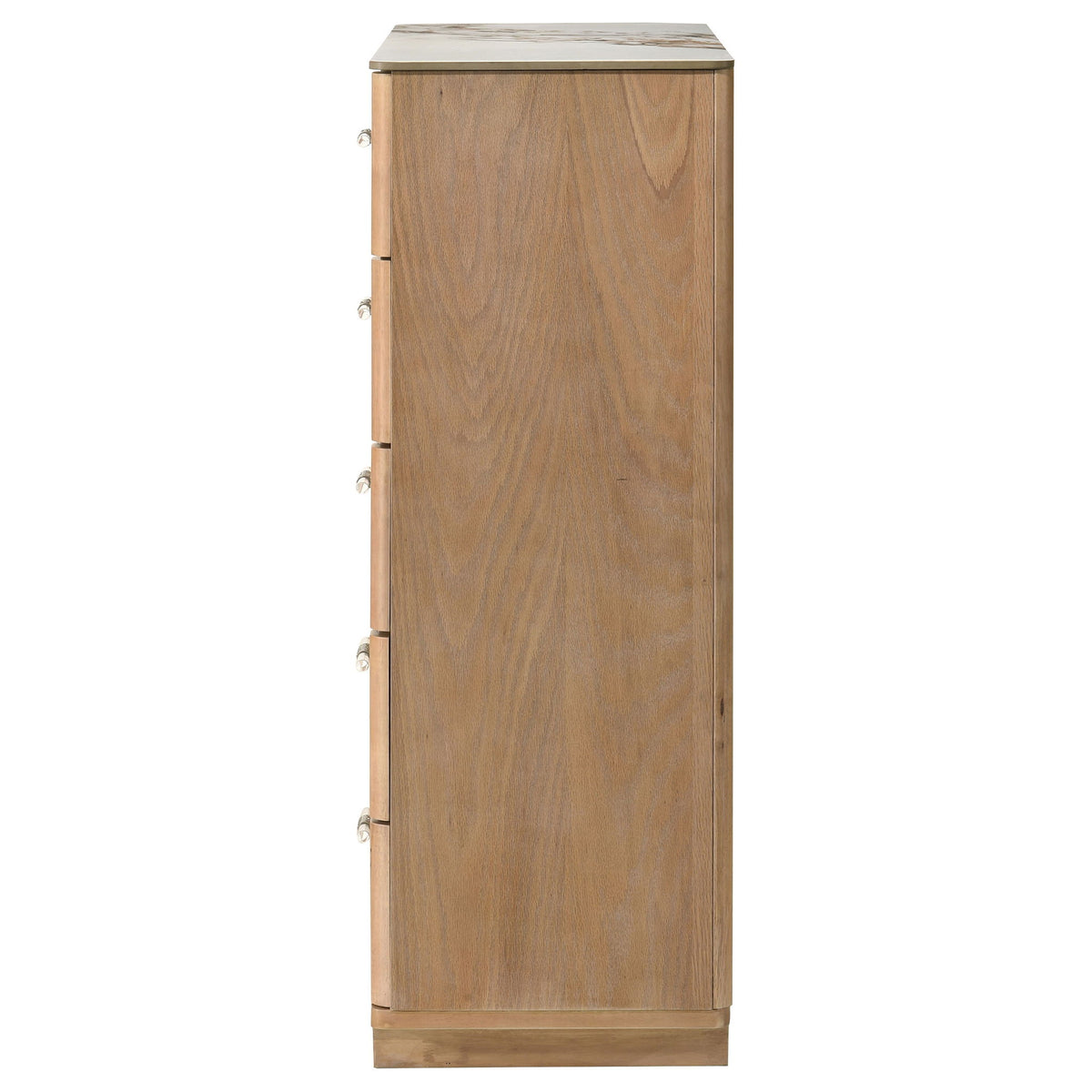 Leanne 5-drawer Sinter Stone Top Chest of Drawers Light Oak